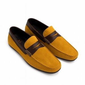 Elegant Yellow and Brown Men's Loafers
